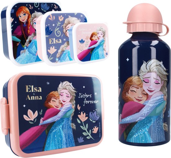 Frozen Lunchset - Lunchbox - Drinkfles - 3 Snackboxen - Meerkleurig