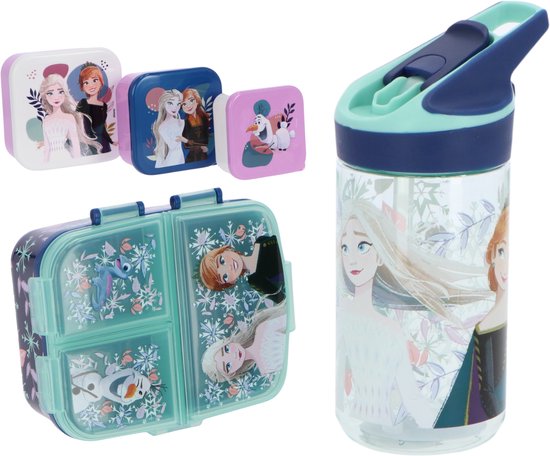 Frozen lunchset; lunchbox, snackbox en drinkfles