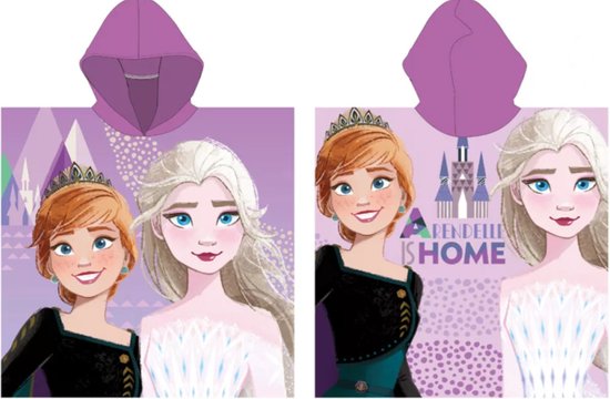 Frozen poncho met capuchon - sneldrogend - Anna en Elsa badponcho - 55 x 110 cm. van Disney