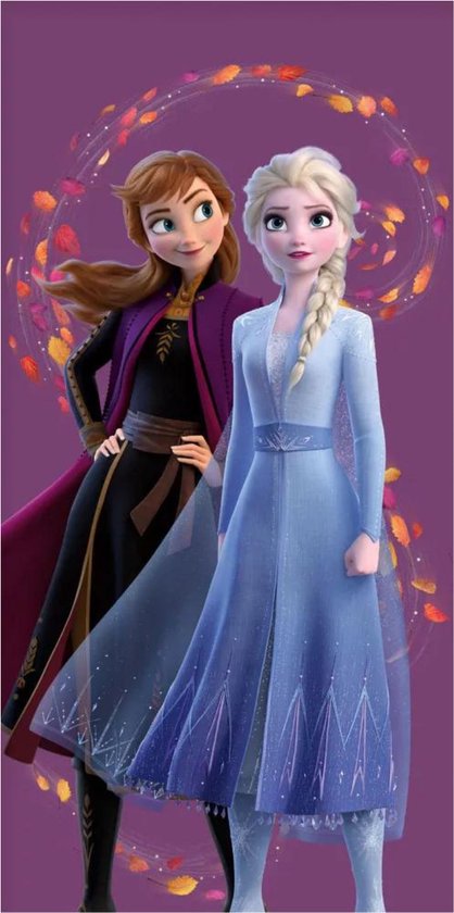 Frozen strandlaken sisters 70 x 140 cm paars van Frozen