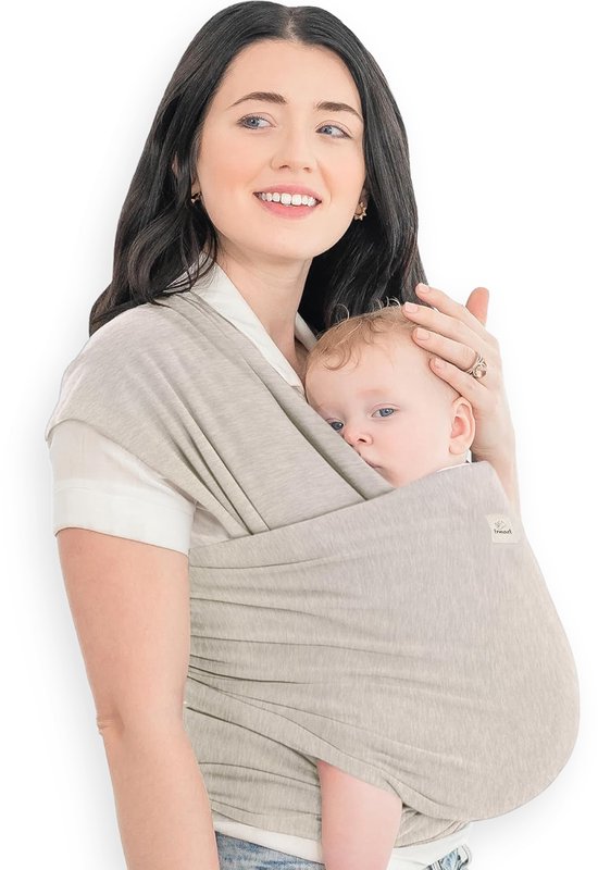 Frummel Baby Draagdoek Beige - Draagzak - Baby Wrap - Baby carrier - Draagdoek geweven - Baby 0-36 maanden - Newborn van Merkloos