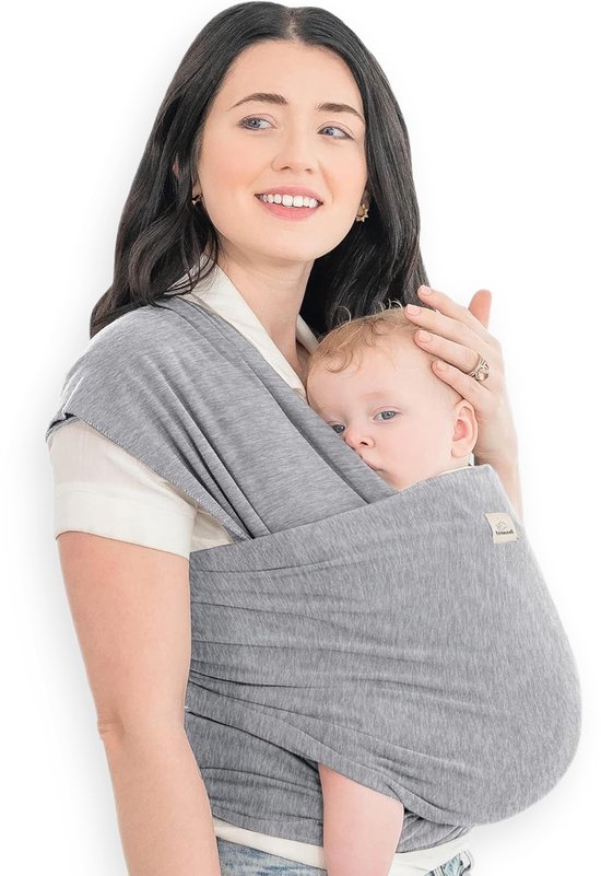 Frummel Baby Draagdoek Grijs - Draagzak - Baby Wrap - Baby carrier - Draagdoek geweven - Baby 0-36 maanden - Newborn van Merkloos