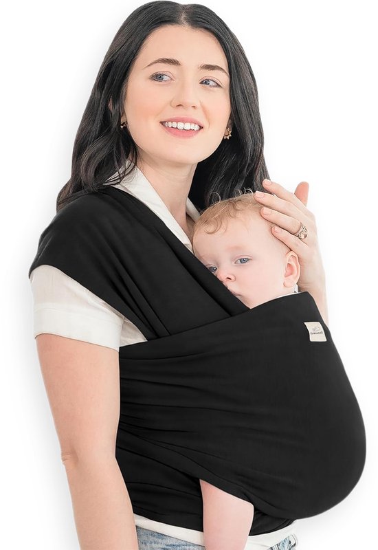 Frummel Baby Draagdoek Zwart - Draagzak - Baby Wrap - Baby carrier - Draagdoek geweven - Baby 0-36 maanden - Newborn van Merkloos