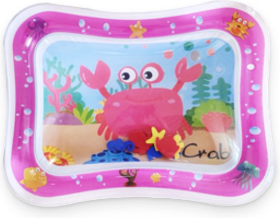 Frummel Waterspeelmat Baby – Watermat – Speelkleed – Opblaasbaar – Waterspeelgoed Baby - Kraamcadeau - Roze krab van Frummel