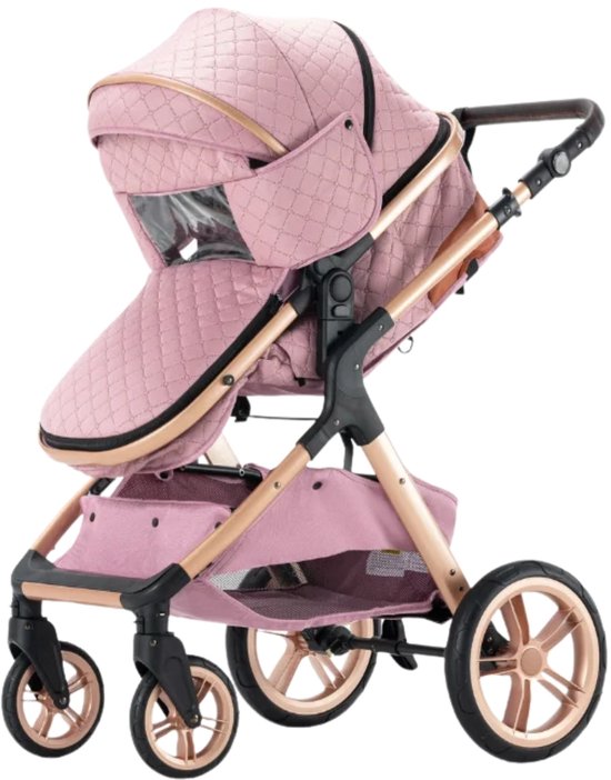 Fubzz Kinderwagen 3 In 1 - Inclusief Autostoel - Wandelwagen Babywagen - Multifunctionele Kinderwagen - Maxi Cosi Reisset Roze 42x45x103cm Accessoires