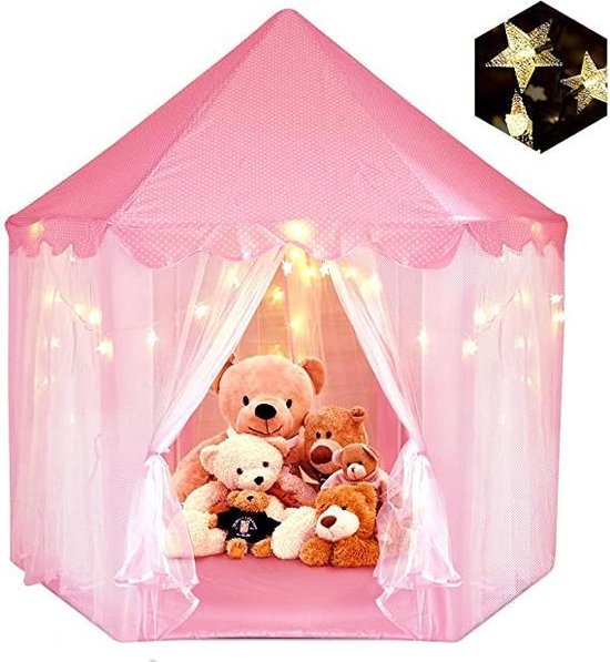 Fuegobird Speeltent Voor Kinderen - prinses kasteel - Game Tent - Indoor en Outdoor Games - Wordt geleverd met led-verlichting - Roze van Fuegobird