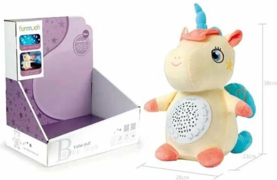 Funmuch Toys - Baby Unicorn Knuffeldier - baby projector - 38CM van Funmuch