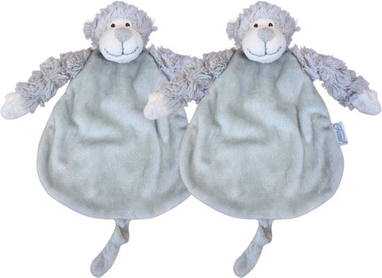Funnies Aap Knuffeldoekje Knuf 2-Pack - Set van 2 Zachte Knuffeldoekjes, Troostdoekjes, Babydoekjes - Heerlijk Zacht en Comfortabel - Perfect als Troostvriendje of Cadeau voor Baby’s en Peuters van Funnies.
