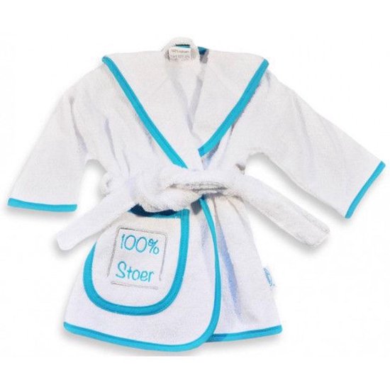 Funnies badjas 100% Stoer - 0 tot 3 maanden wit/turquoise van Funnies