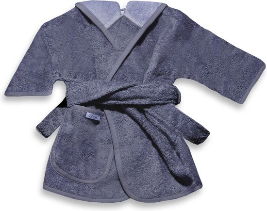Funnies Badjas Antraciet 1-2 Jaar Baby Badjas, Badjas Kinderen, Peuterbadjas - 100% Katoenen Badstof - Zacht en Absorberend - Perfect na Zwemmen, Douchen of Badderen - Ideaal als Cadeau voor Baby’s en Kinderen