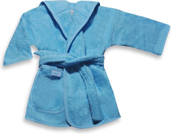 Funnies Badjas Blauw 0-12 Maanden Baby Badjas, Badjas Kinderen, Peuterbadjas - 100% Katoenen Badstof - Zacht en Absorberend - Perfect na Zwemmen, Douchen of Badderen - Ideaal als Cadeau voor Baby’s en Kinderen van Funnies