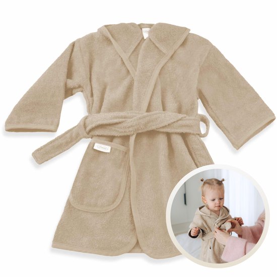 Funnies Badjas Cream 0-12 Maanden Baby Badjas, Badjas Kinderen, Peuterbadjas - 100% Katoenen Badstof - Zacht en Absorberend - Perfect na Zwemmen, Douchen of Badderen - Ideaal als Cadeau voor Baby’s en Kinderen van Funnies.