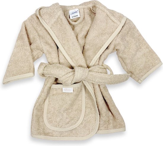 Funnies Badjas Sandstone Beige 1-2 Jaar Baby Badjas, Badjas Kinderen, Peuterbadjas - 100% Katoenen Badstof - Zacht en Absorberend - Perfect na Zwemmen, Douchen of Badderen - Ideaal als Cadeau voor Baby’s en Kinderen van Funnies