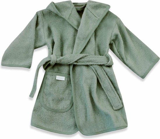 Funnies Badjas Stone Green 1-2 Jaar Baby Badjas, Badjas Kinderen, Peuterbadjas - 100% Katoenen Badstof - Zacht en Absorberend - Perfect na Zwemmen, Douchen of Badderen - Ideaal als Cadeau voor Baby’s en Kinderen van Funnies