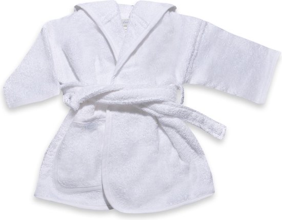 Funnies Badjas Wit 1-2 Jaar Baby Badjas, Badjas Kinderen, Peuterbadjas - 100% Katoenen Badstof - Zacht en Absorberend - Perfect na Zwemmen, Douchen of Badderen - Ideaal als Cadeau voor Baby’s en Kinderen van Funnies