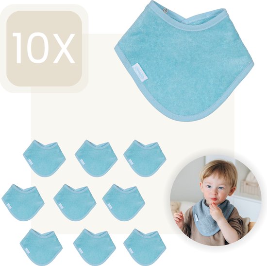Funnies Bandana Slabbetjes 10-pack | Blauw | Set van 10 Stuks | Slab | Badstof | Spuugdoekjes van Funnies