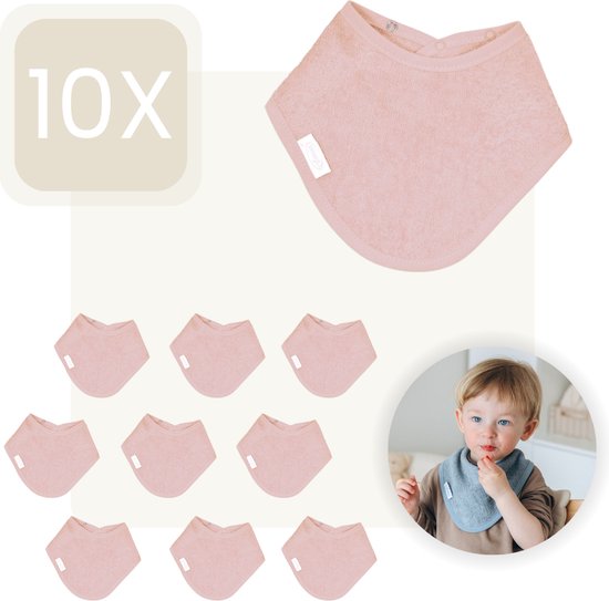 Funnies Bandana Slabbetjes 10-pack | Blush | Set van 10 Stuks | Slab | Badstof | Spuugdoekjes van Funnies
