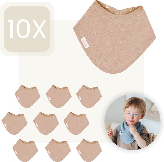 Funnies Bandana Slabbetjes 10-pack | Pink Stone | Set van 10 Stuks | Slab | Badstof | Spuugdoekjes van Funnies