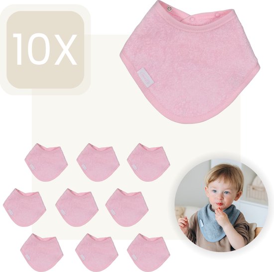 Funnies Bandana Slabbetjes 10-pack | Roze | Set van 10 Stuks | Slab | Badstof | Spuugdoekjes van Funnies