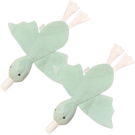 Funnies Eend Stone Green Knuffeldoekje Knuf 2-Pack - Set van 2 Zachte Knuffeldoekjes, Troostdoekjes, Babydoekjes - Heerlijk Zacht en Comfortabel - Perfect als Troostvriendje of Cadeau voor Baby’s en Peuters van Funnies.