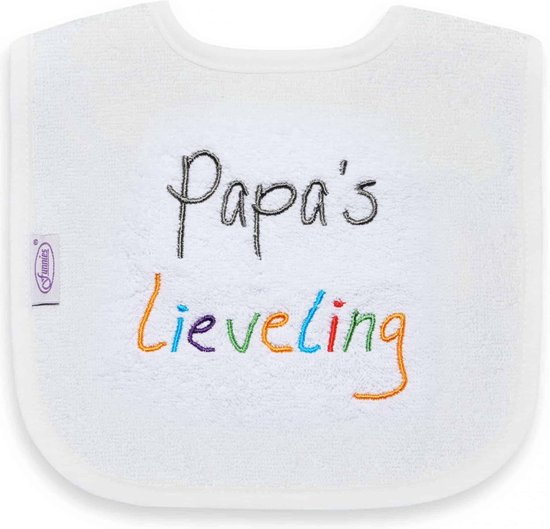 Funnies geborduurd tekst slabbetje: Papa's lieveling van Funnies