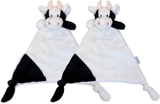 Funnies Koe Knuffeldoekje Knuf 2-Pack - Set van 2 Zachte Knuffeldoekjes, Troostdoekjes, Babydoekjes - Heerlijk Zacht en Comfortabel - Perfect als Troostvriendje of Cadeau voor Baby’s en Peuters van Funnies.
