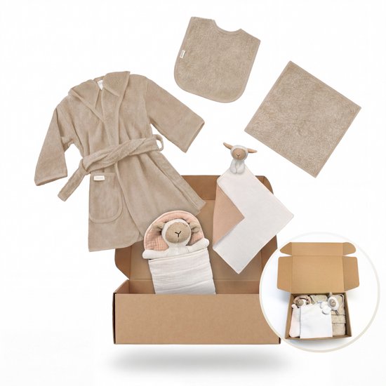 Funnies Kraamcadeau L Luna - Luxe Kraammand Baby - Complete Kraamcadeau Geschenkset - Unisex Geboortemand voor Jongen & Meisje - Neutrale Baby Giftbox