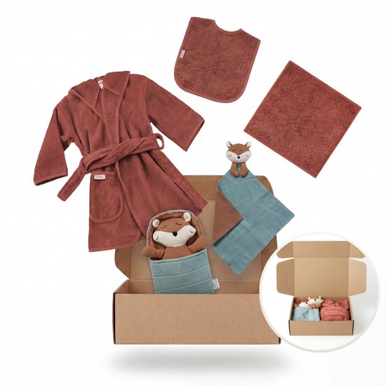 Funnies Kraamcadeau L Riva - Luxe Kraammand Baby - Complete Kraamcadeau Geschenkset - Unisex Geboortemand voor Jongen & Meisje - Neutrale Baby Giftbox van Merkloos