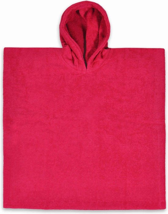 Funnies Poncho - fuchsia - katoen badstof - 55 x 55 cm van Merkloos