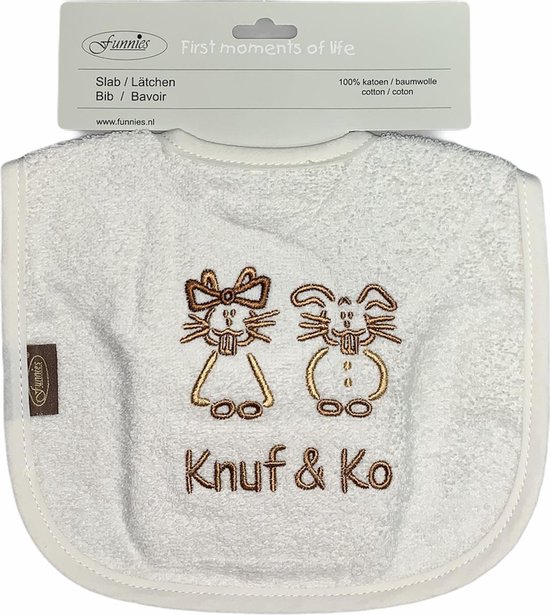 Funnies slab knuff&co | slabbetje | baby | slabbetje baby | drinken en eten | knoeien van Funnies