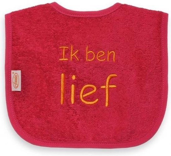 Funnies Slabber Ik Ben Lief Junior 40 Cm Katoen Roze van Funnies