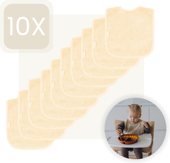 Funnies Slabbetjes 10-Pack - Beige - Set van 10 Stuks - Slab voor Kinderen - Slabbertjes Baby - Slabber van Funnies