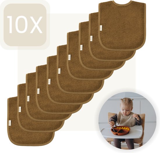 Funnies Slabbetjes 10-Pack - Brown Clay - Set van 10 Stuks - Slab voor Kinderen - Slabbertjes Baby - Slabber van Funnies