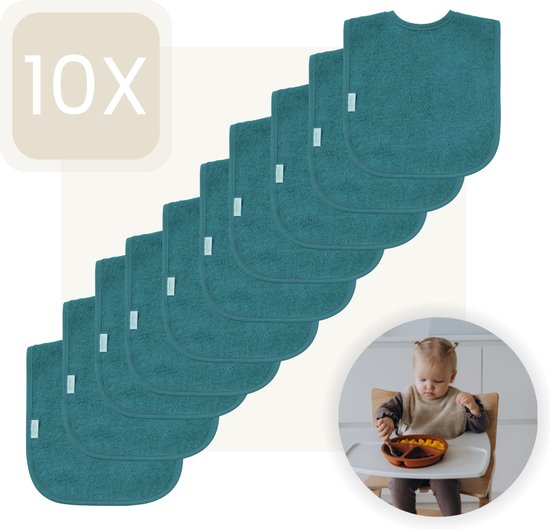 Funnies Slabbetjes 10-Pack - Lake Green - Set van 10 Stuks - Slab voor Kinderen - Slabbertjes Baby - Slabber van Funnies