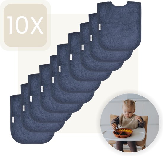 Funnies Slabbetjes 10-Pack | Navy | Set van 10 Stuks | Slab voor Kinderen | Slabbertjes Baby | Slabber van Funnies