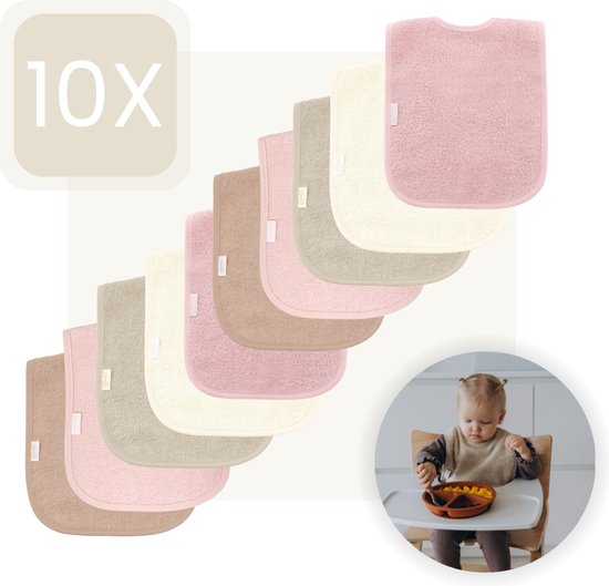Funnies Slabbetjes 10-Pack - Roze Tinten - Set van 10 Stuks - Slab voor Kinderen - Slabbertjes Baby - Slabber van Funnies