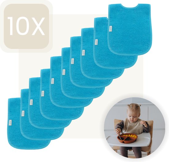 Funnies Slabbetjes 10-Pack - Turqouise - Set van 10 Stuks - Slab voor Kinderen - Slabbertjes Baby - Slabber van Funnies