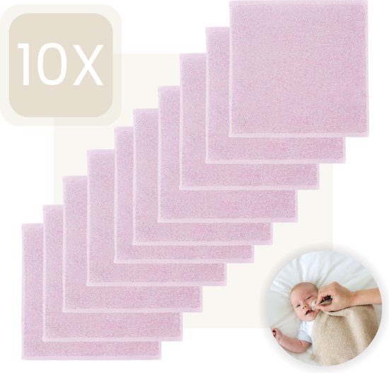 Funnies Spuugdoekjes 10-pack - Roze - Set van 10 Stuks - Spuugdoek - 30x30 cm - Badstof van Funnies