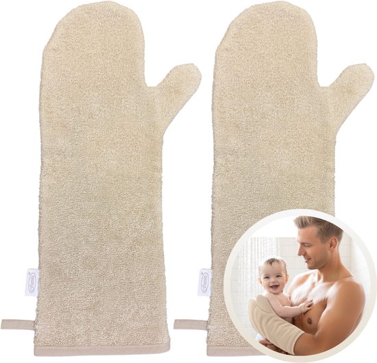 Funnies Washandjes Baby 2-pack Cream - Babywashandjes - 2 Stuks - Origineel Kraamcadeau - Lange Baby Washand van Merkloos