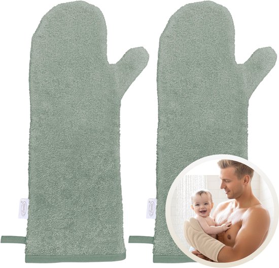 Funnies Washandjes Baby 2-pack Stone Green - Babywashandjes - 2 Stuks - Origineel Kraamcadeau - Lange Baby Washand van Merkloos