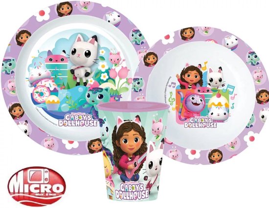 Gabby's dollhouse - Gabby's poppenhuis - ontbijtset - bord,bakje,beker - 3-delig - kinderservies van Spin Master