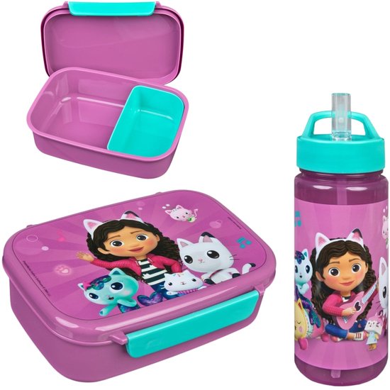 Gabby's Dollhouse lunchset; drinkfles en lunchbox