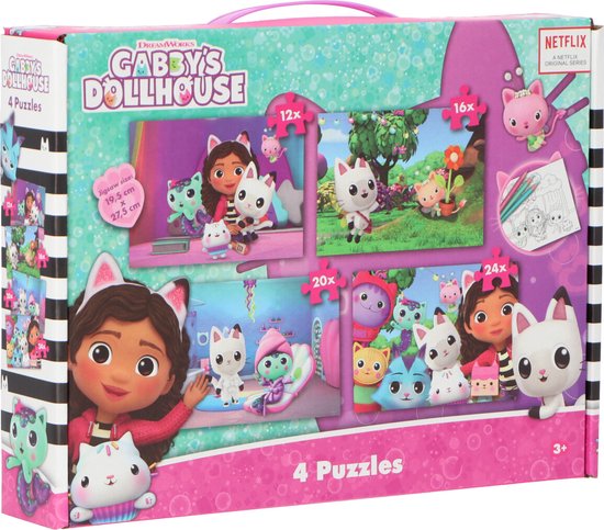 Gabby's Dollhouse Puzzel 4-pack van Gabby's Dollhouse