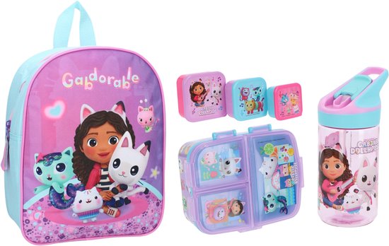 Gabby's Dollhouse school set; rugzak en lunchset