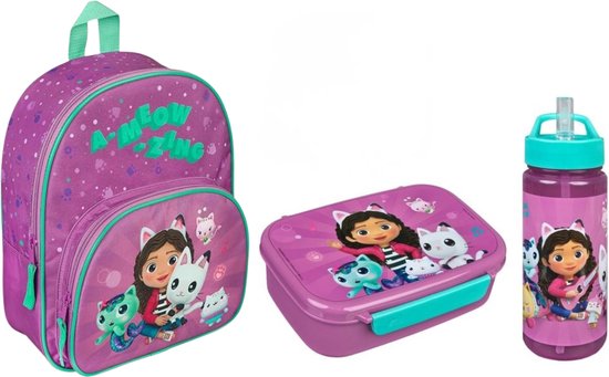 Gabby's Dollhouse schoolset; rugzak en lunchset