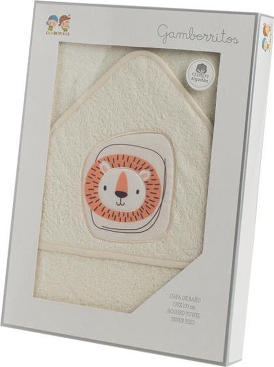 Gamberritos Badcape Leeuw 100 X 100 Cm Katoen Beige van Gamberritos