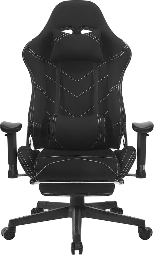 Gamingstoel met hoofdsteun en voetensteun - Ergonomische bureaustoel in linnen met verstelbare hoogte van Gami