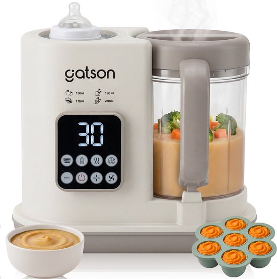 Gatson Pro BabyChef - Blender en Stomer - Inclusief Babyvoeding bewaarbakje - Met Cook, Steam en Blend-Functie - Baby Food Maker - Baby Foodprocessor - Babyshower