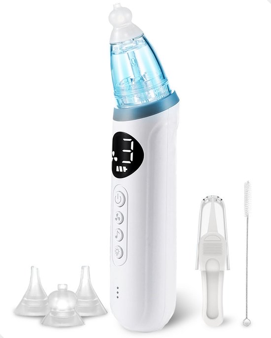 Gatson Pro Neusreiniger Baby - Inclusief Borsteltje, Pincetje en Opbergdoos - 10 Melodietjes en Lichten - Neuszuiger Baby - Snoetenpoetsers - Neuspeer - Elektrisch - Snotzuiger van Merkloos