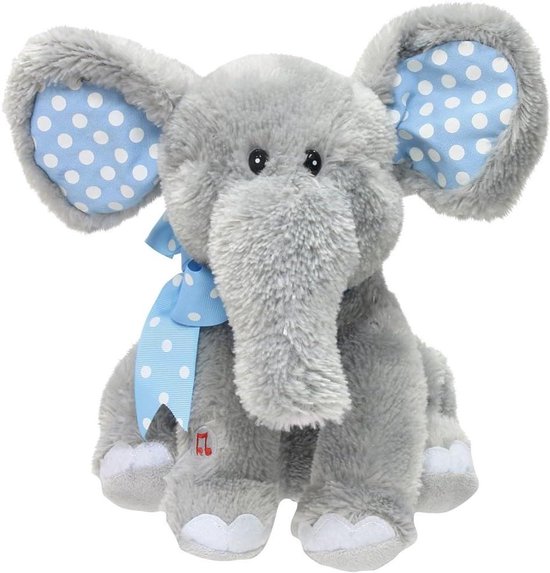 Geanimeerde Zingende Olifant - Knuffel Olifant Zacht - Kinderliedjes Luisteren - Oren Flappen Mee - 30.5 cm - Grijs